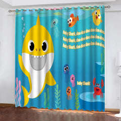 2024 NEW Baby Shark Pattern Curtains Blackout Window Drapes