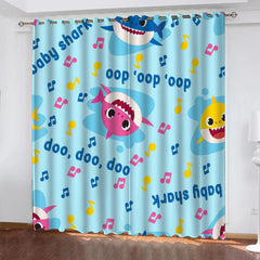 2024 NEW Baby Shark Pattern Curtains Blackout Window Drapes