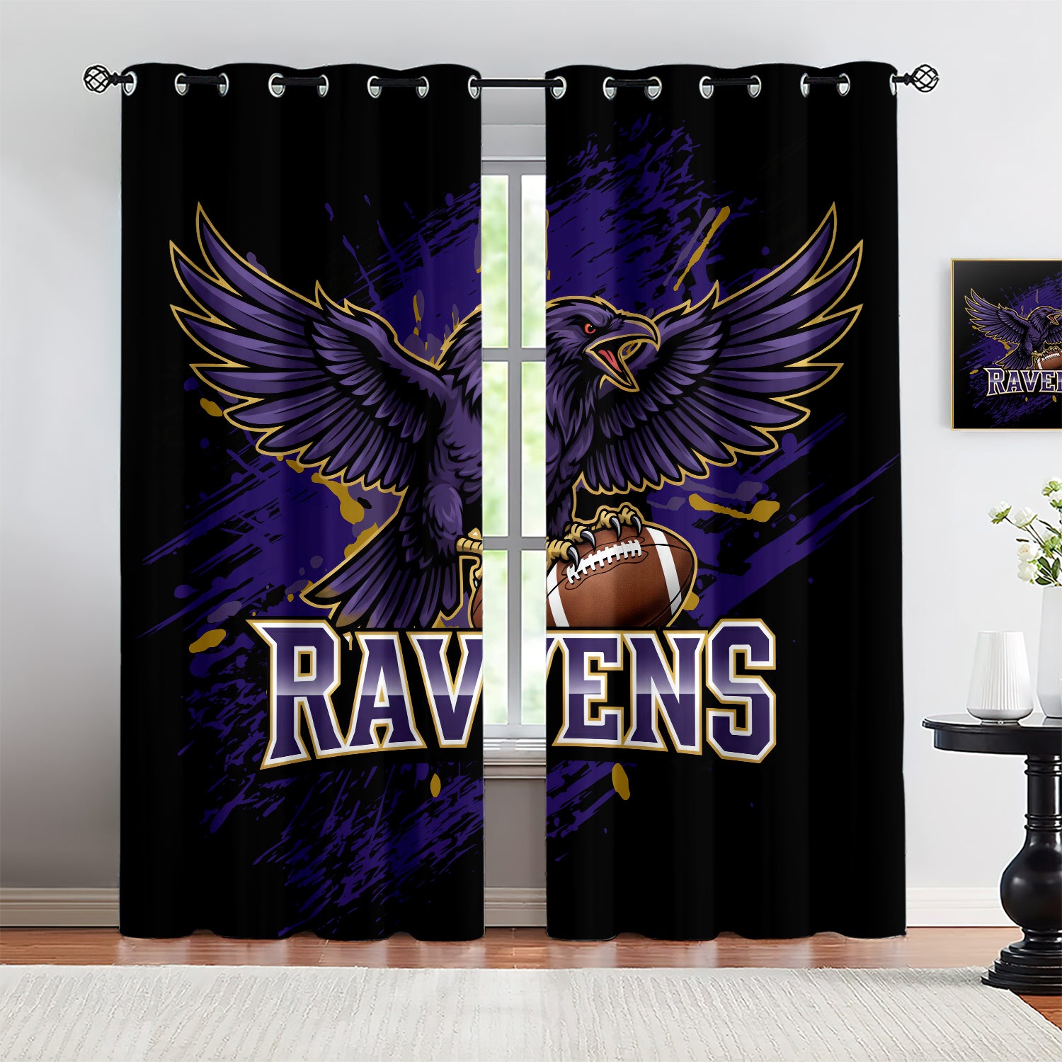 Baltimore Ravens Blackout Curtains Drapes for Window Treatment Set