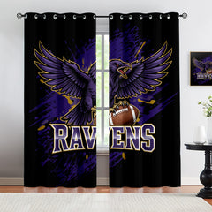 Baltimore Ravens Blackout Curtains Drapes for Window Treatment Set