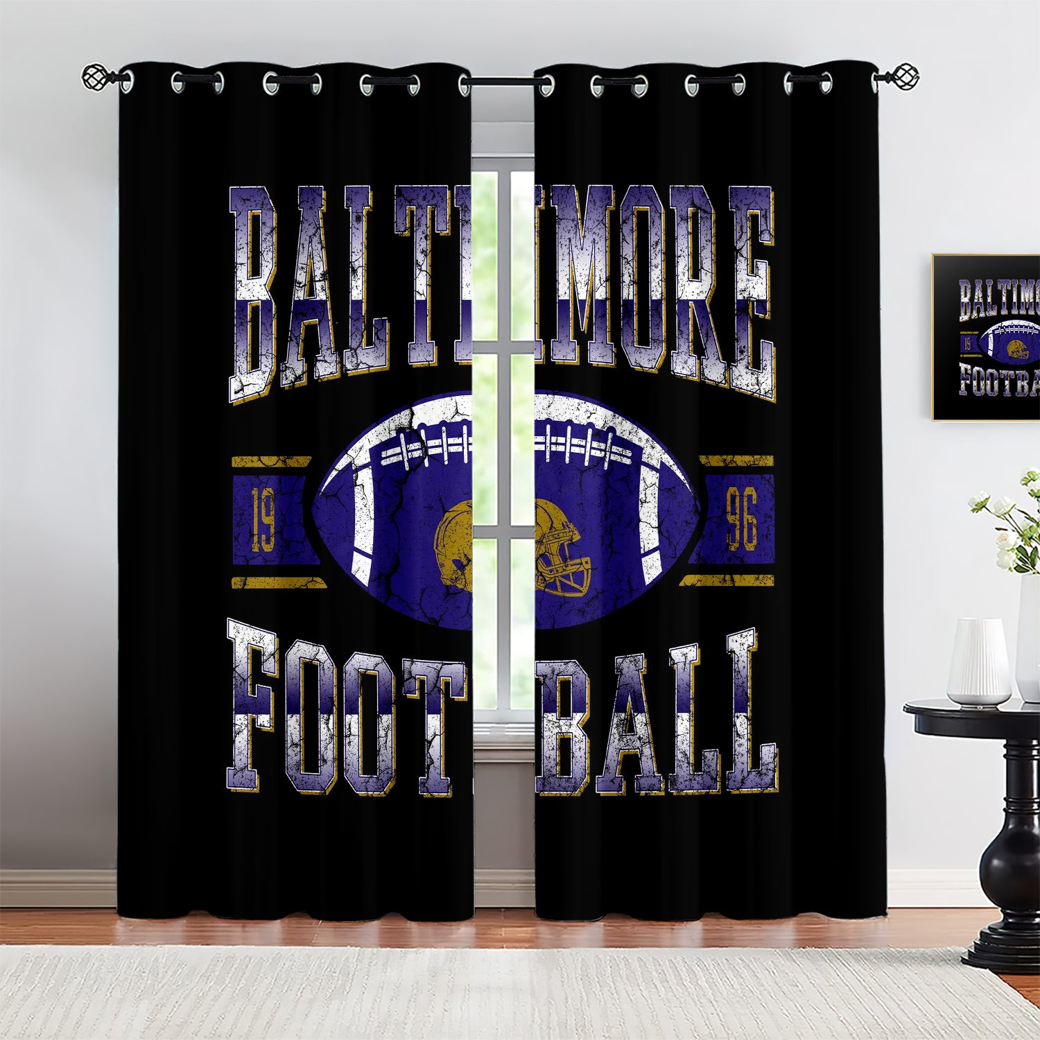 Baltimore Ravens Blackout Curtains Drapes for Window Treatment Set