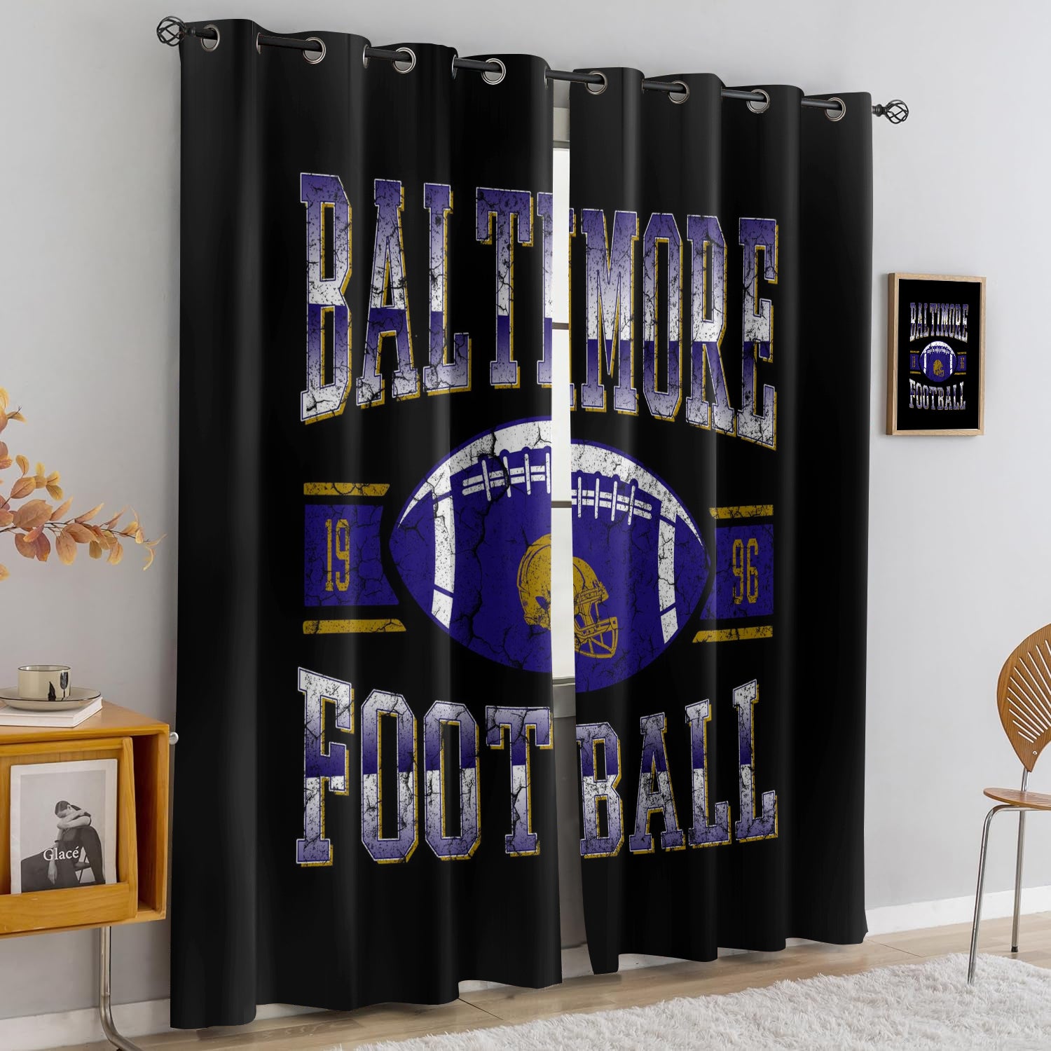 Baltimore Ravens Blackout Curtains Drapes for Window Treatment Set