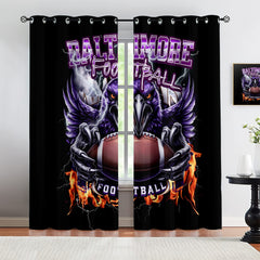 Baltimore Ravens Blackout Curtains Drapes for Window Treatment Set