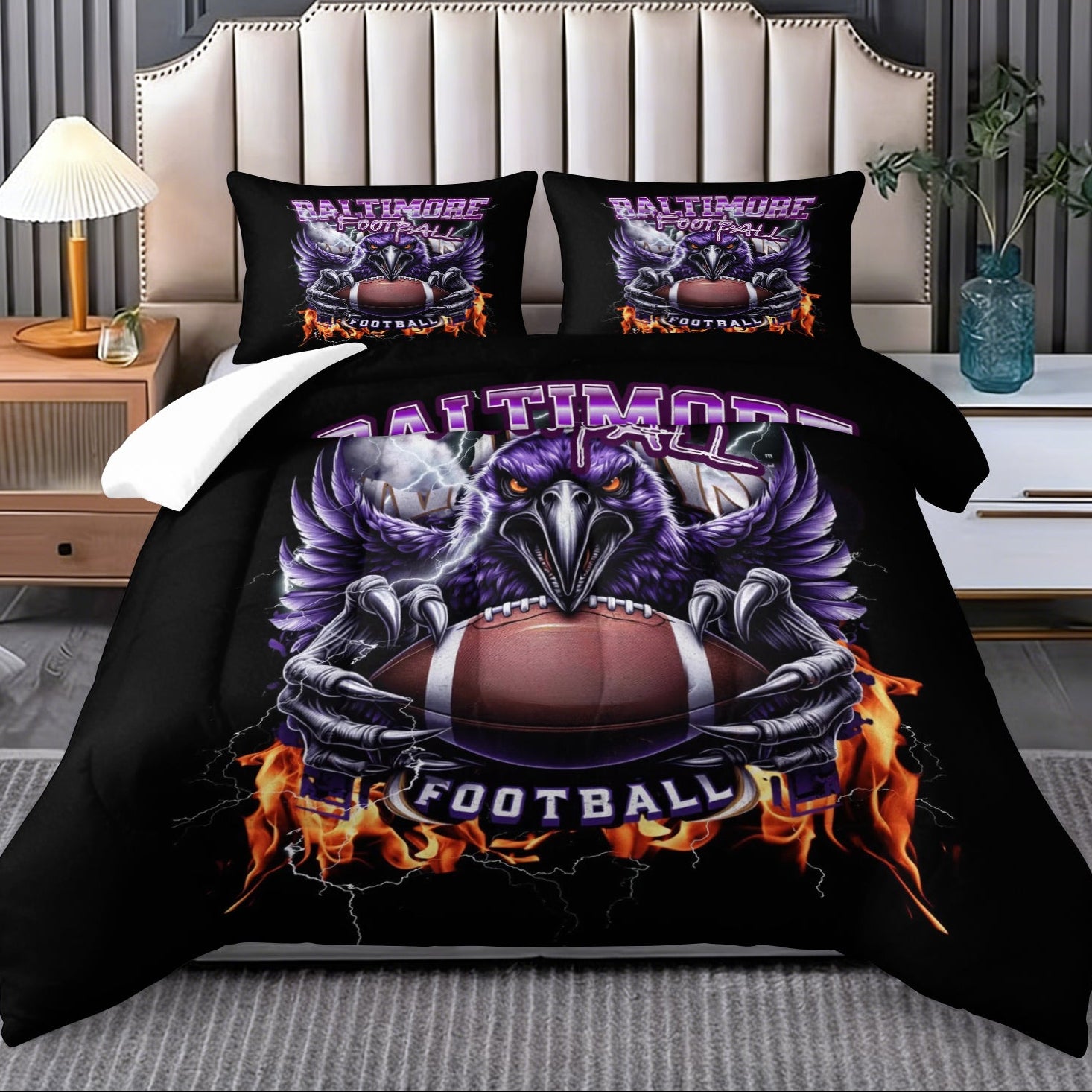 Baltimore Ravens Comforter Pillowcase Sets Blanket All Season Reversible Quilted Duvet