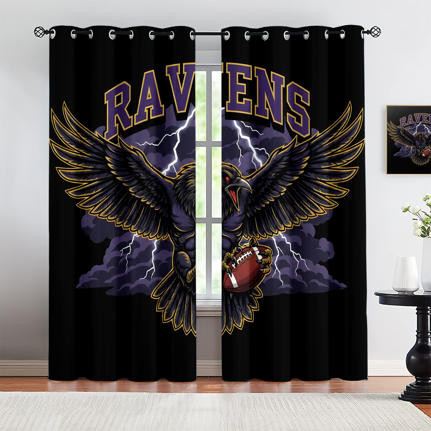 Baltimore Ravens Blackout Curtains Drapes for Window Treatment Set