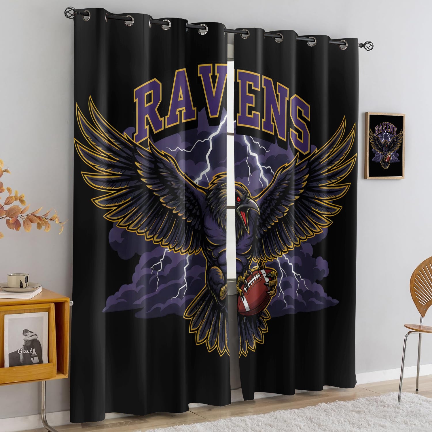 Baltimore Ravens Blackout Curtains Drapes for Window Treatment Set