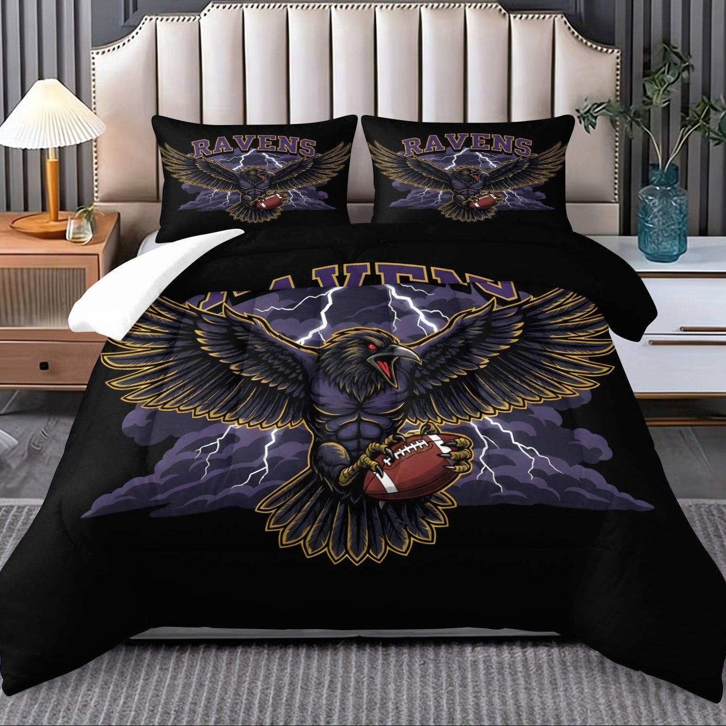 Baltimore Ravens Comforter Pillowcase Sets Blanket All Season Reversible Quilted Duvet
