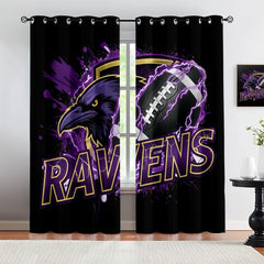 Baltimore Ravens Blackout Curtains Drapes for Window Treatment Set