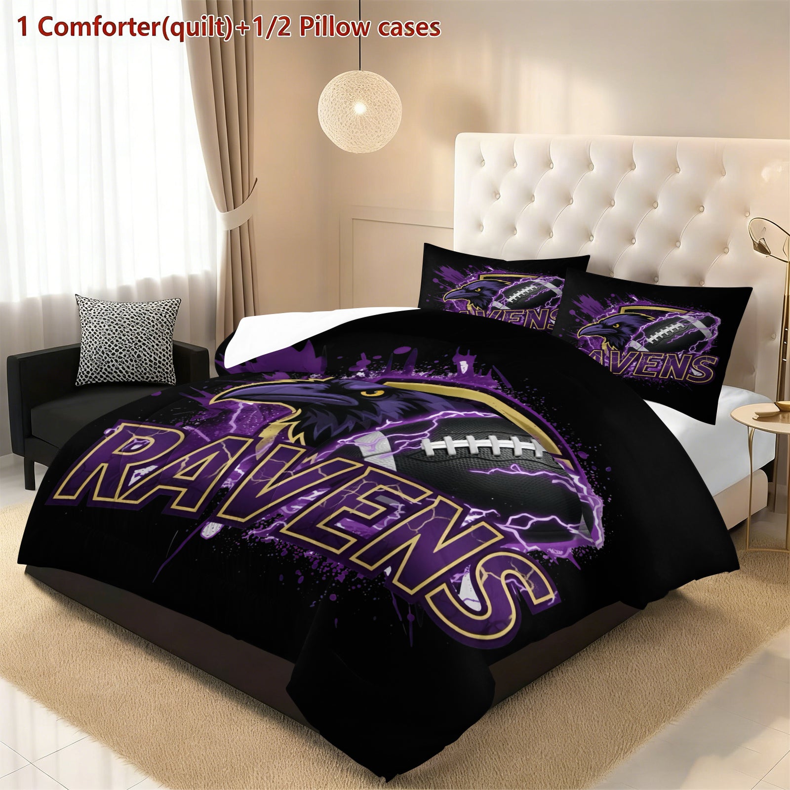 Baltimore Ravens Comforter Pillowcase Sets Blanket All Season Reversible Quilted Duvet