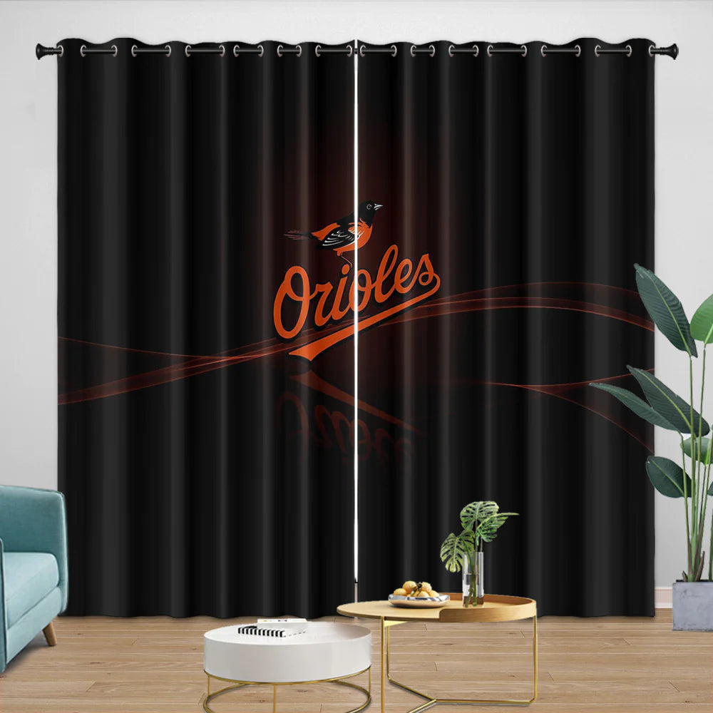 Baltimore Orioles Blackout Curtain for Living Room Bedroom Window Treatment