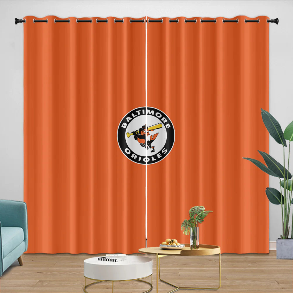 Baltimore Orioles Blackout Curtain for Living Room Bedroom Window Treatment