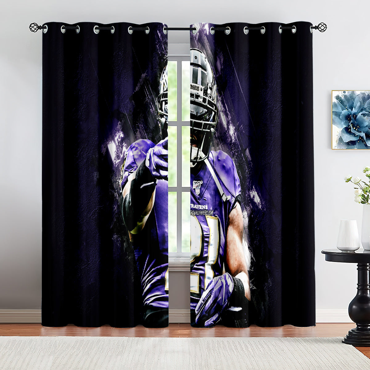 Baltimore Ravens  Football Team Blackout Curtains Drapes For Window Treatment Set