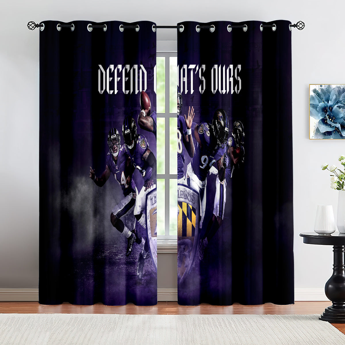 Baltimore Ravens  Football Team Blackout Curtains Drapes For Window Treatment Set