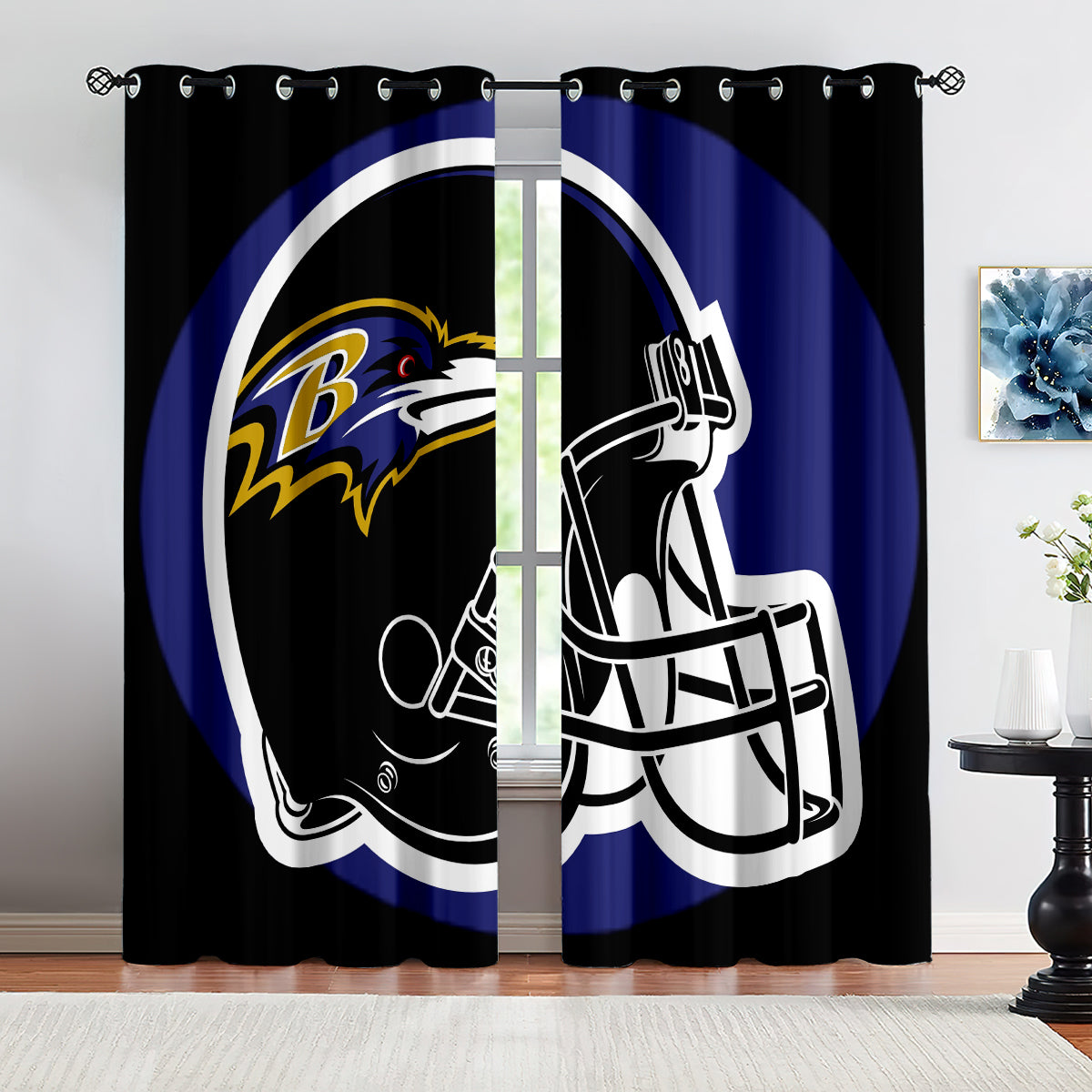 Baltimore Ravens  Football Team Blackout Curtains Drapes For Window Treatment Set