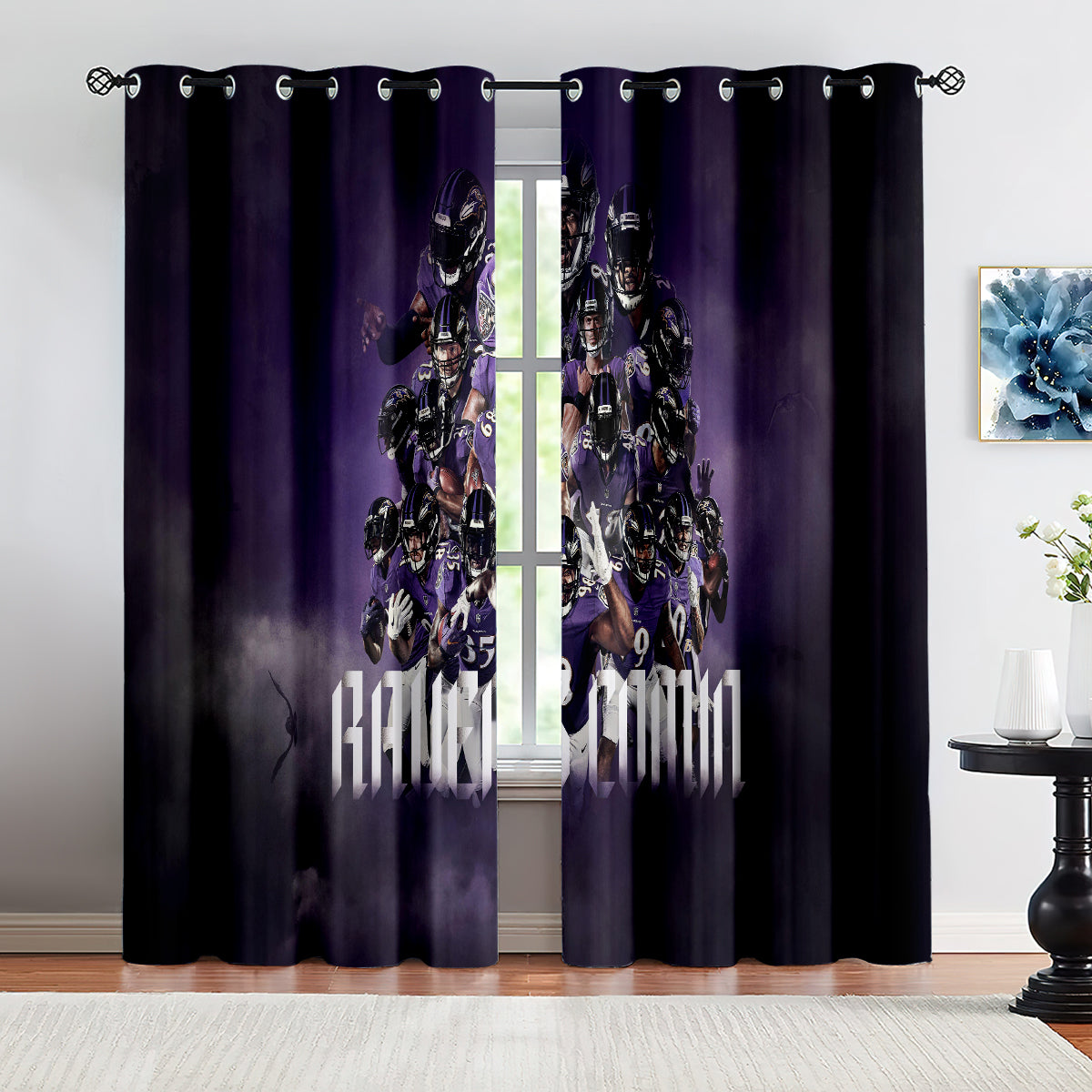 Baltimore Ravens  Football Team Blackout Curtains Drapes For Window Treatment Set