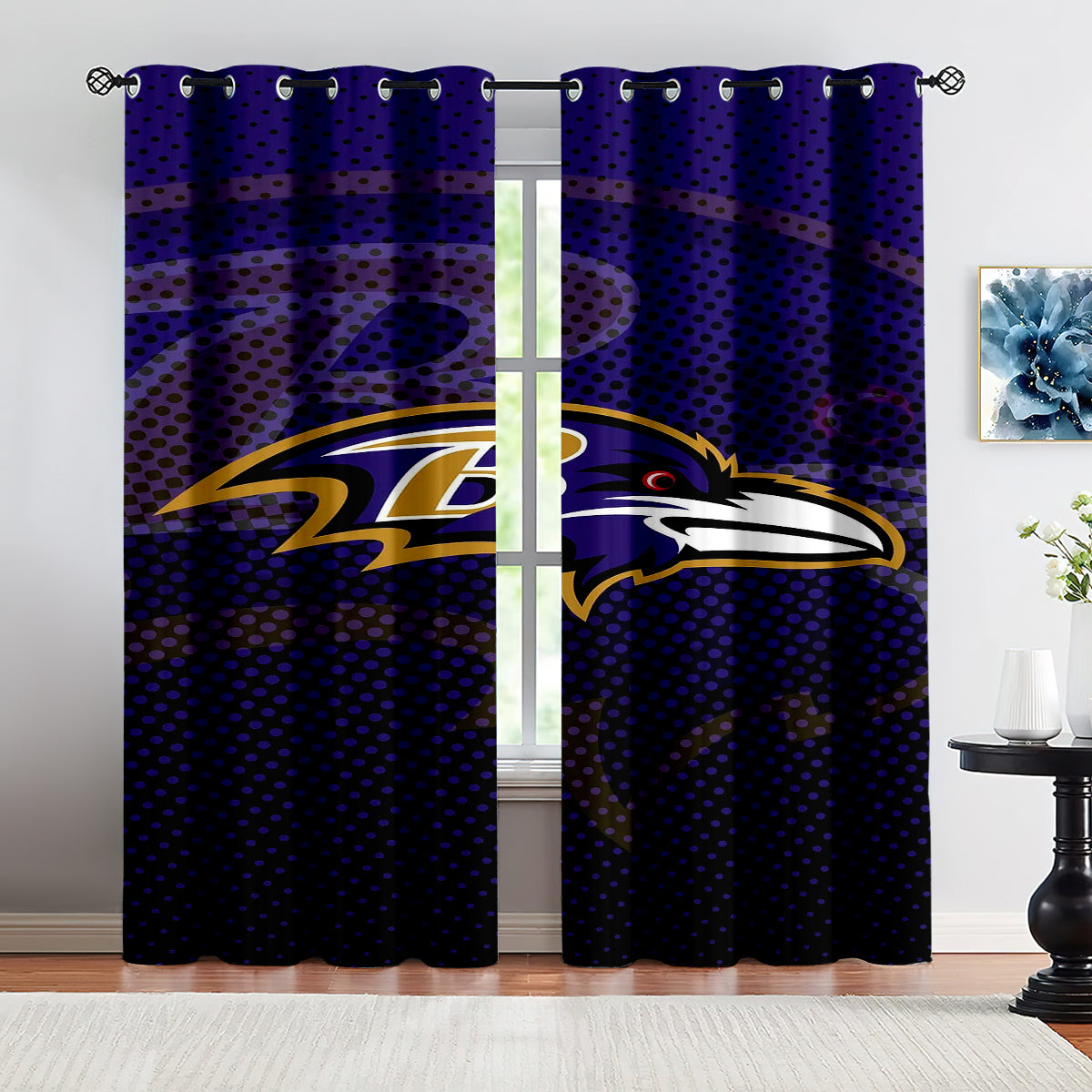 Baltimore Ravens  Football Team Blackout Curtains Drapes For Window Treatment Set