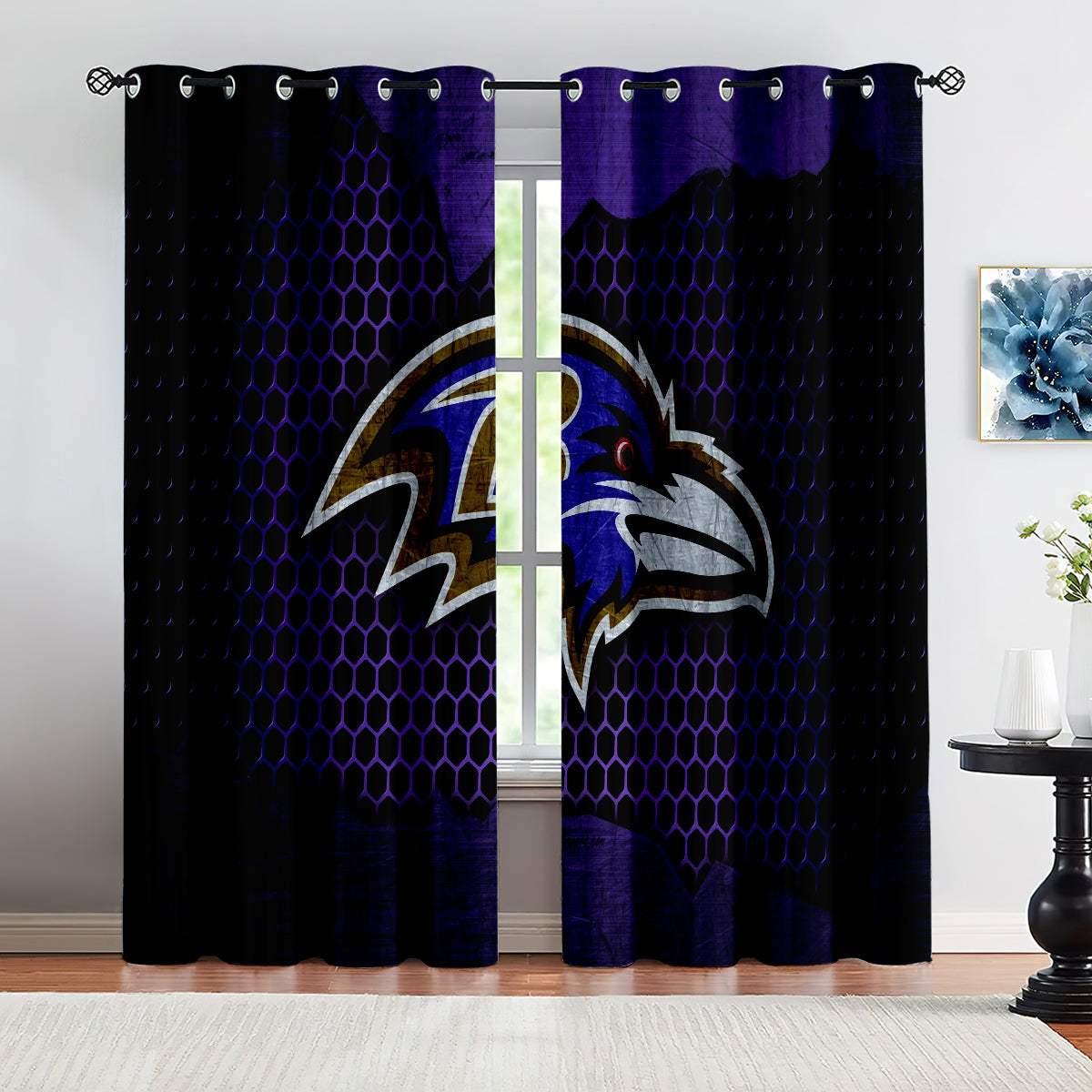 Baltimore Ravens  Football Team Blackout Curtains Drapes For Window Treatment Set