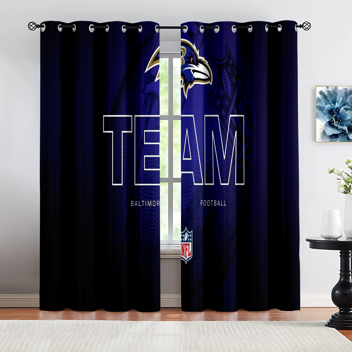 Baltimore Ravens  Football Team Blackout Curtains Drapes For Window Treatment Set