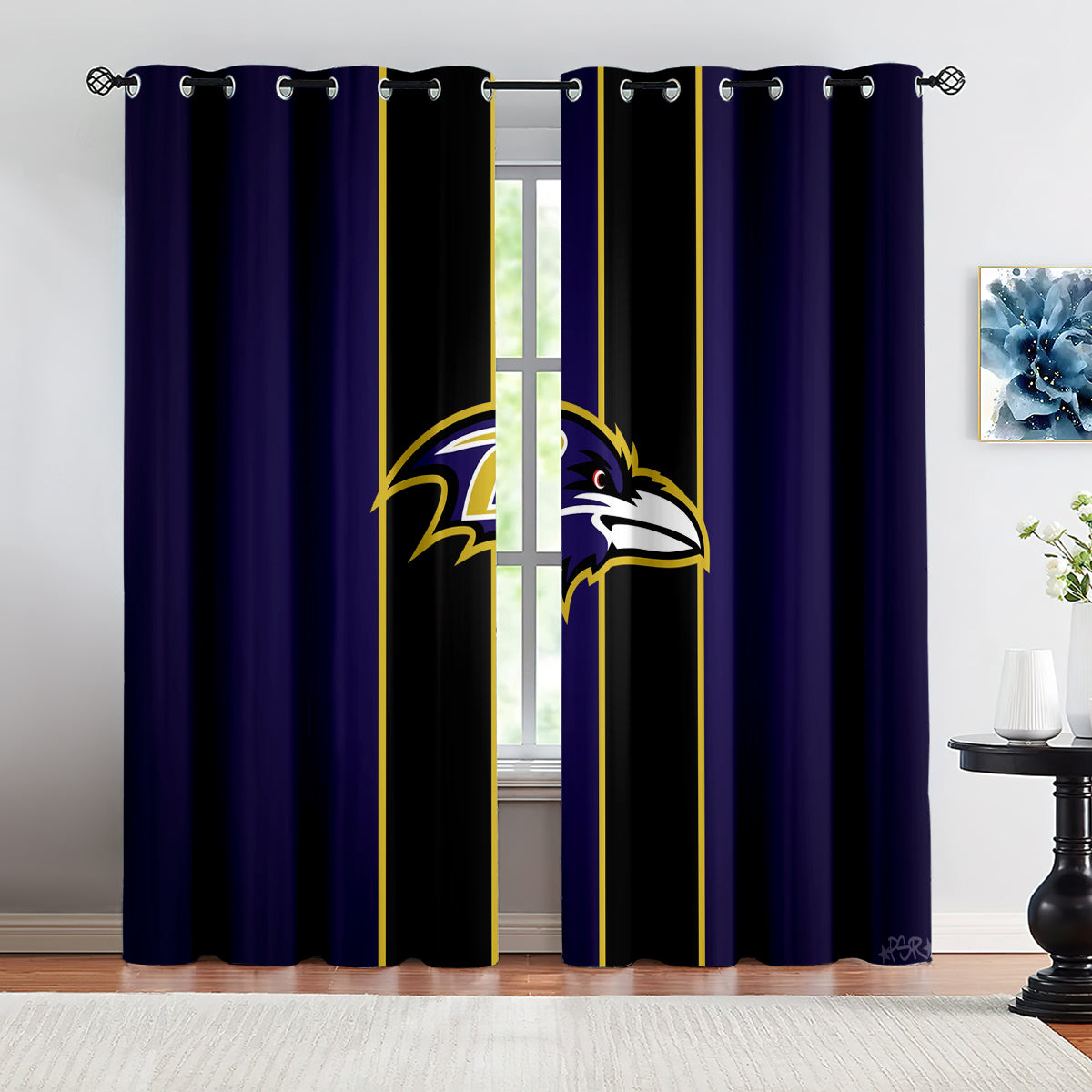 Baltimore Ravens  Football Team Blackout Curtains Drapes For Window Treatment Set