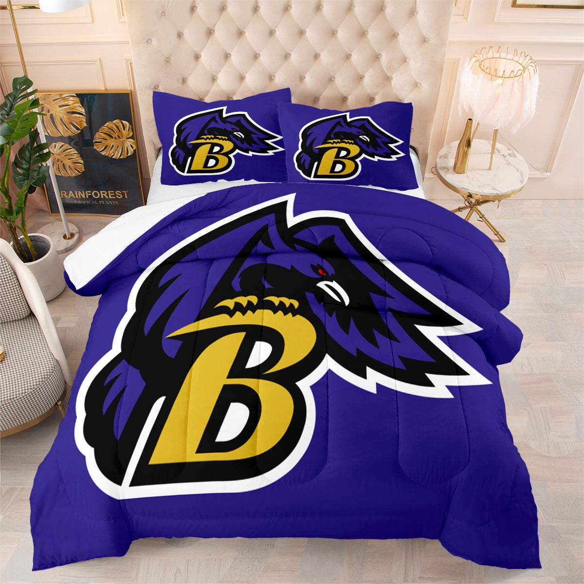 Baltimore Ravens Football Team Comforter Pillowcase Sets Blanket All Season Reversible Quilted Duvet