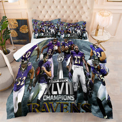 Baltimore Ravens Football Team Comforter Pillowcase Sets Blanket All Season Reversible Quilted Duvet