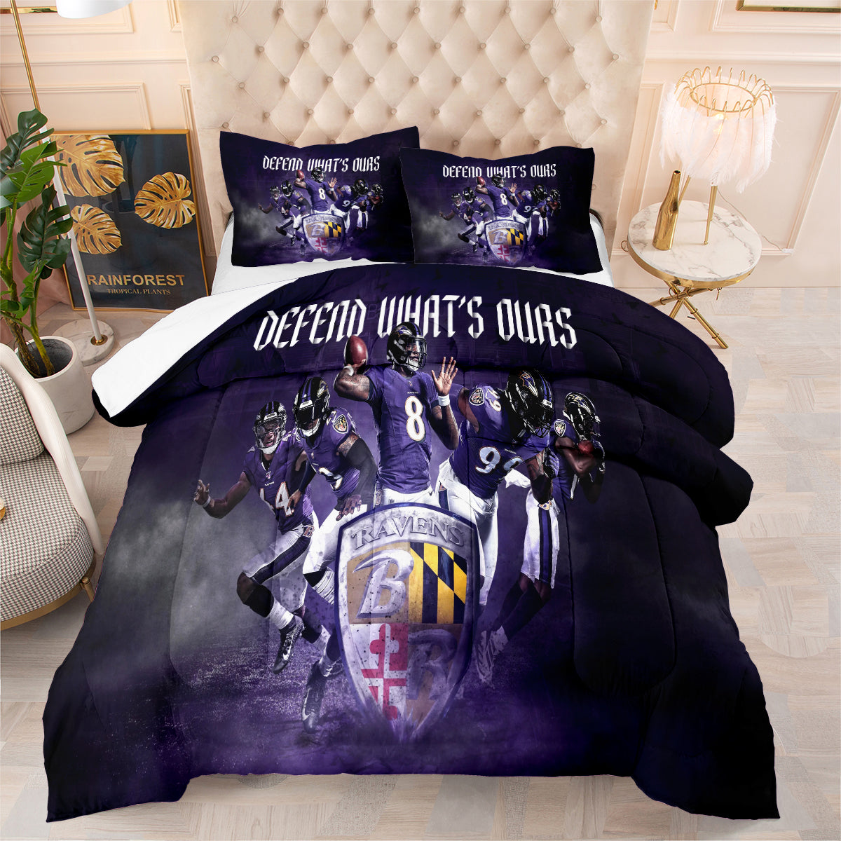 Baltimore Ravens Football Team Comforter Pillowcase Sets Blanket All Season Reversible Quilted Duvet