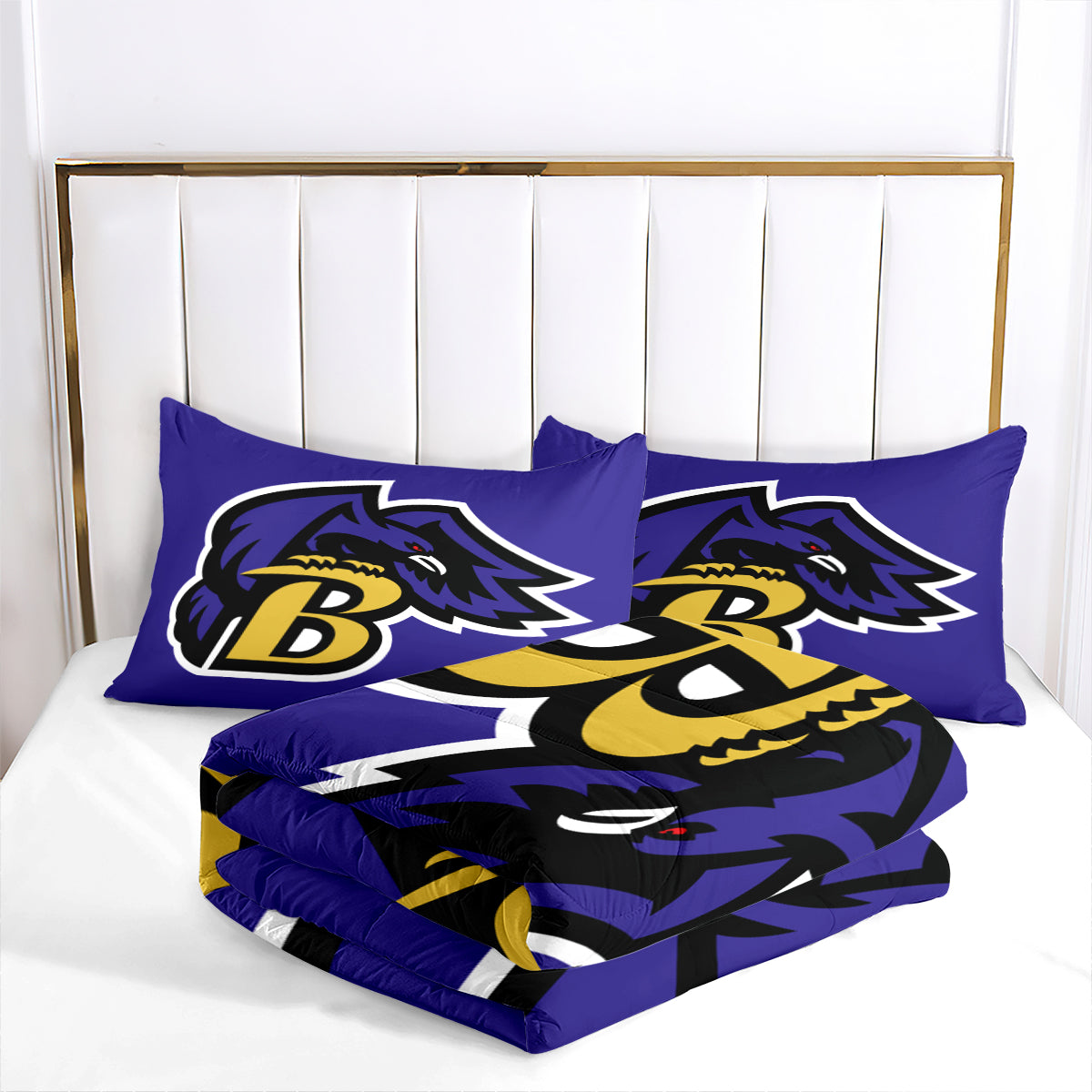 Baltimore Ravens Football Team Comforter Pillowcase Sets Blanket All Season Reversible Quilted Duvet