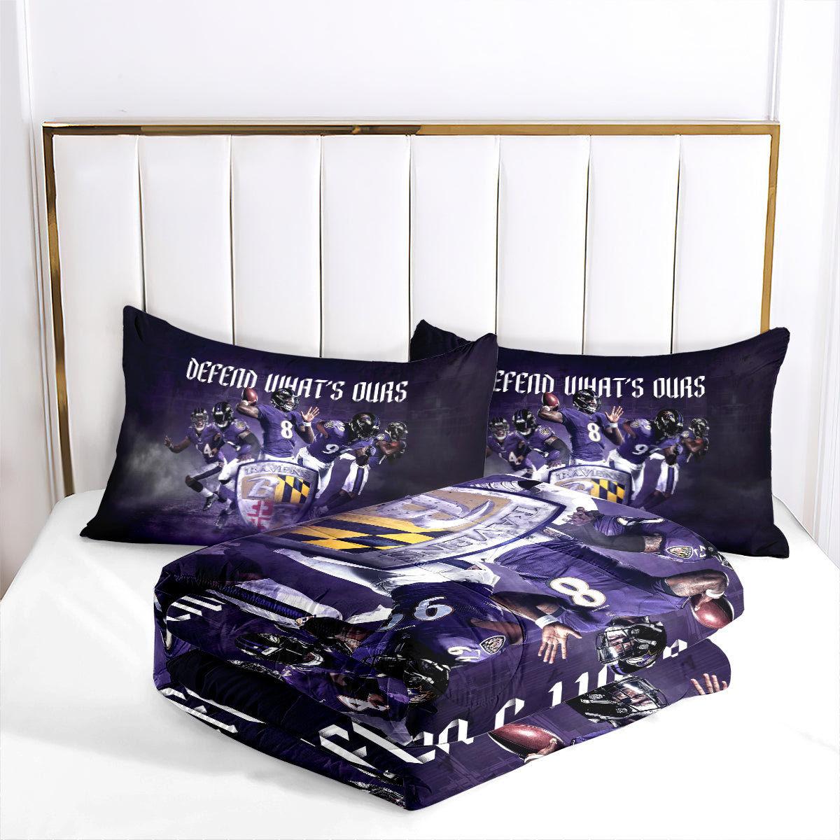 Baltimore Ravens Football Team Comforter Pillowcase Sets Blanket All Season Reversible Quilted Duvet