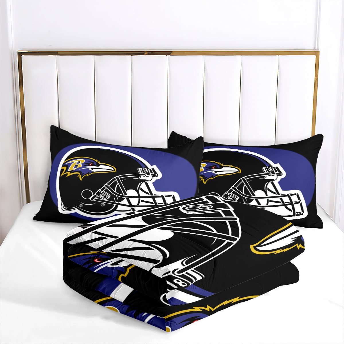 Baltimore Ravens Football Team Comforter Pillowcase Sets Blanket All Season Reversible Quilted Duvet