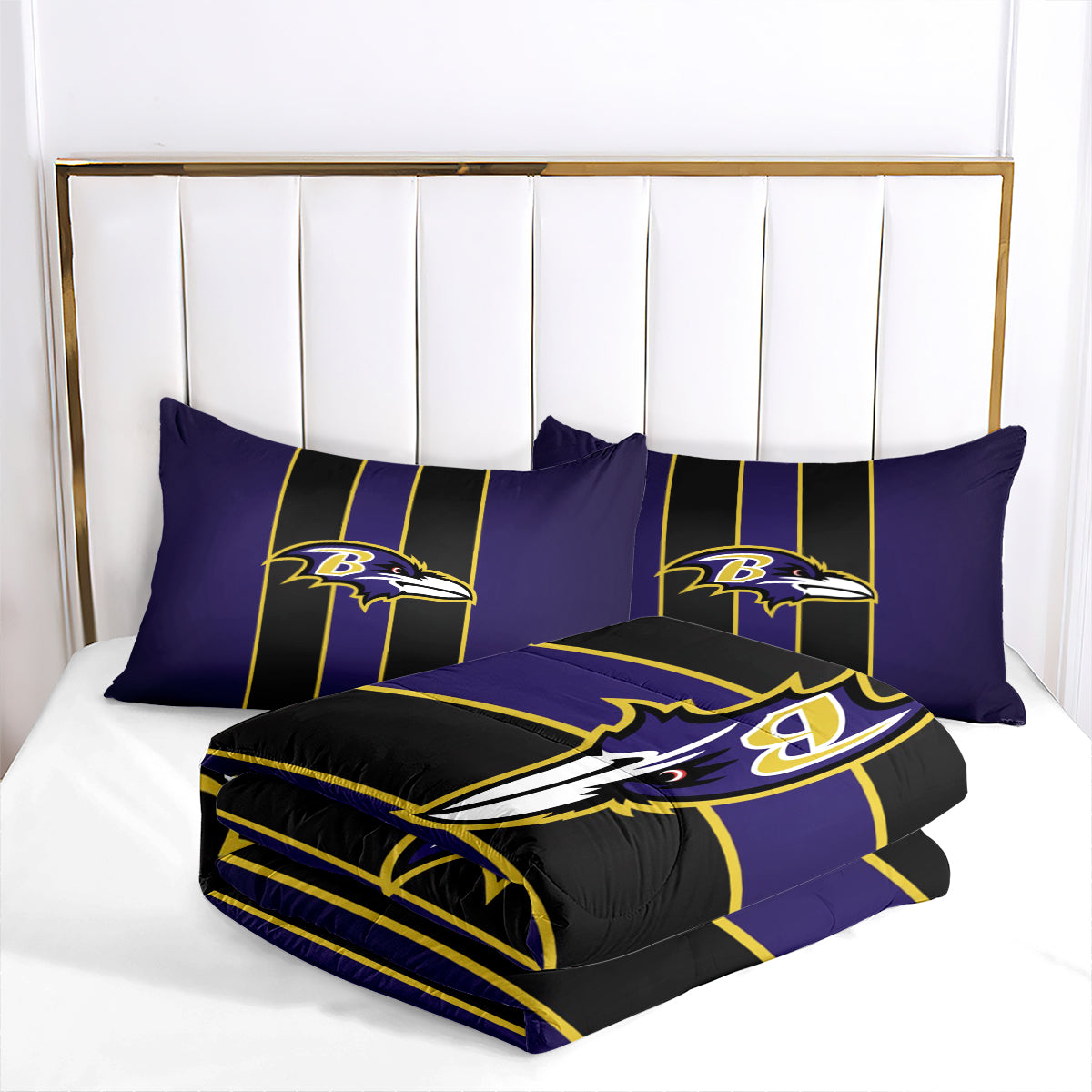 Baltimore Ravens Football Team Comforter Pillowcase Sets Blanket All Season Reversible Quilted Duvet