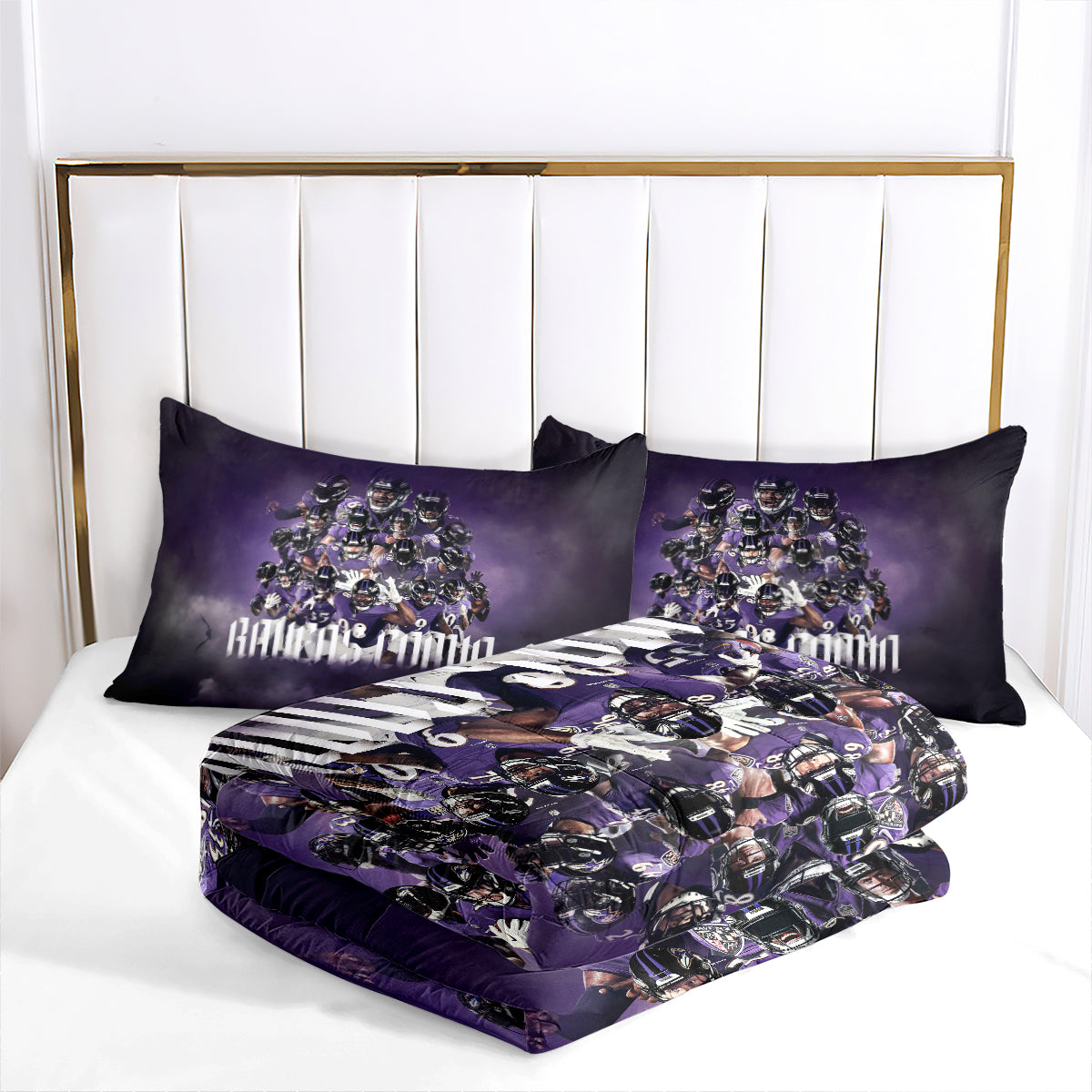 Baltimore Ravens Football Team Comforter Pillowcase Sets Blanket All Season Reversible Quilted Duvet