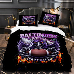 Baltimore Ravens Football Duvet Cover Quilt Case Pillowcase Bedding Set Without Filler