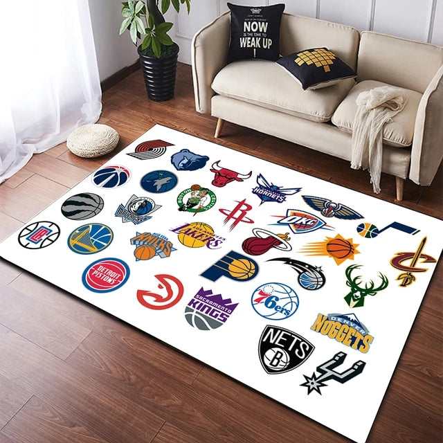 Basketball Logo Map Basketball Carpet Living Room Bedroom Sofa Mat Door Mat Kitchen Bathroom Rugs