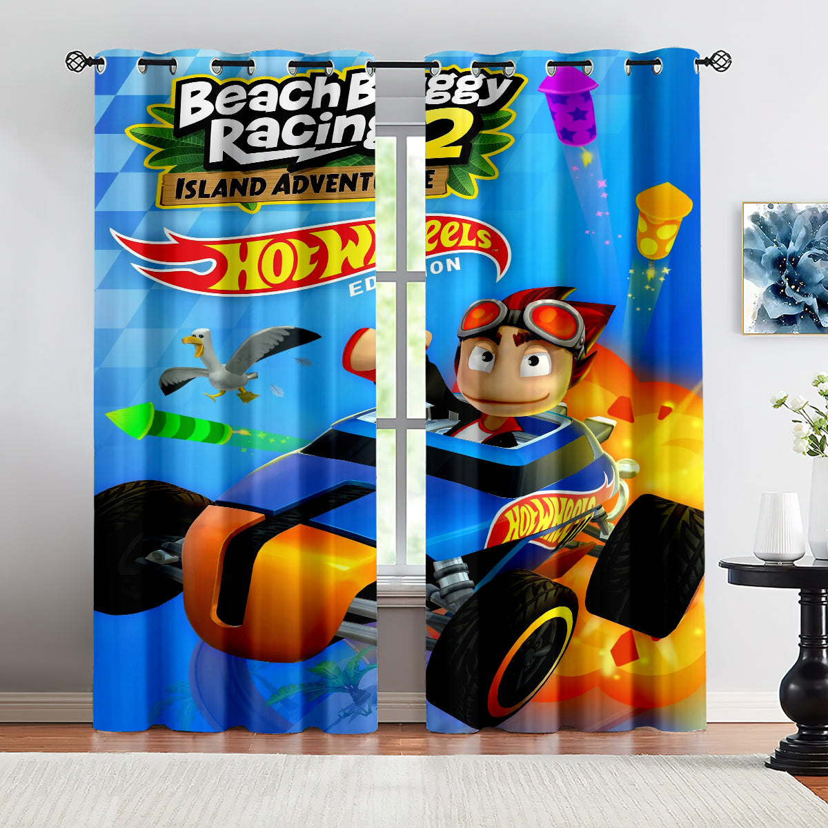 Beach Buggy Racing Blackout Curtains Drapes For Window Treatment Set