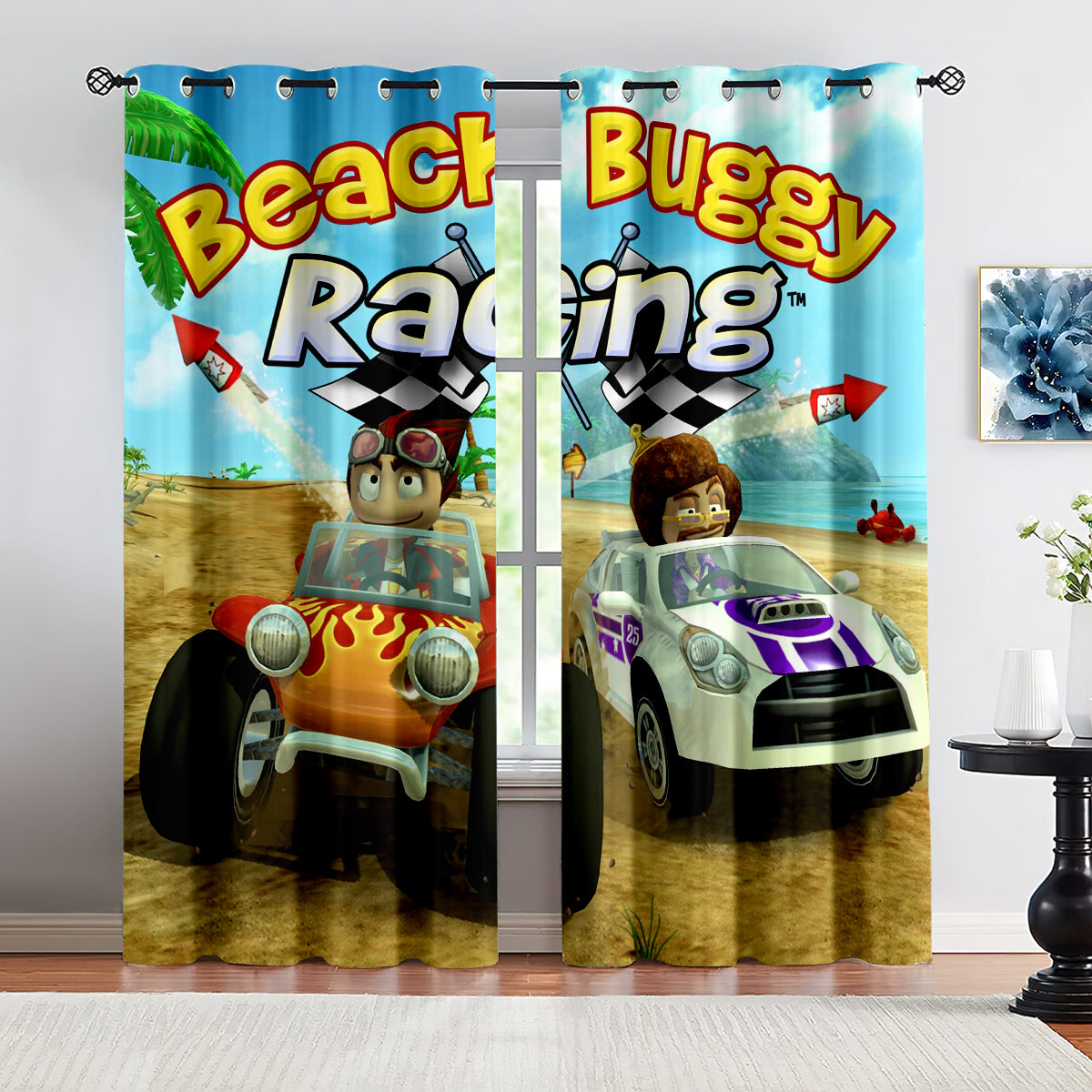 Beach Buggy Racing Blackout Curtains Drapes For Window Treatment Set