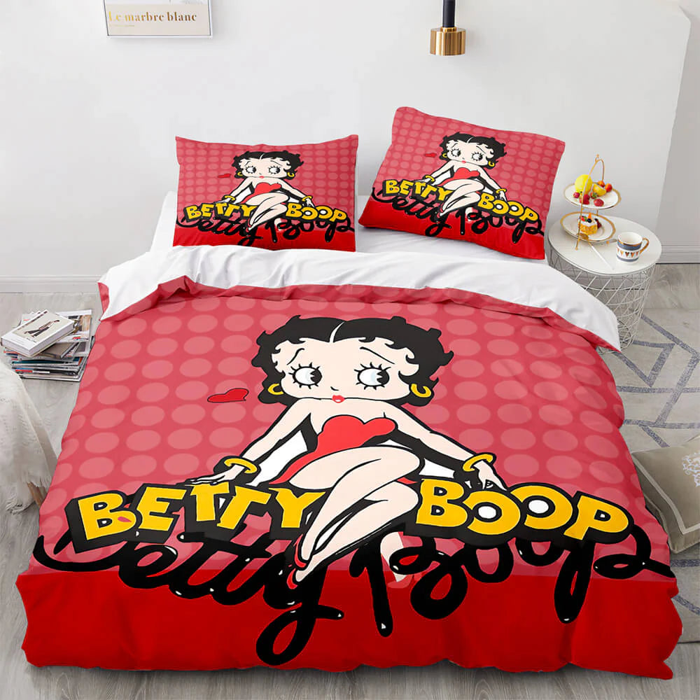 Betty Boop Duvet Cover Quilt Case Pillowcase Bedding Set Without Filler