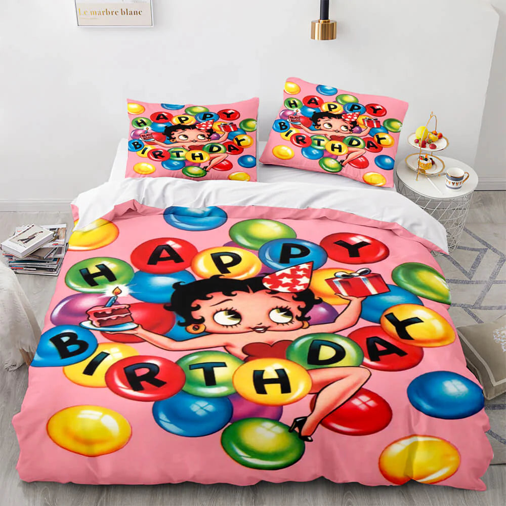 Betty Boop Duvet Cover Quilt Case Pillowcase Bedding Set Without Filler