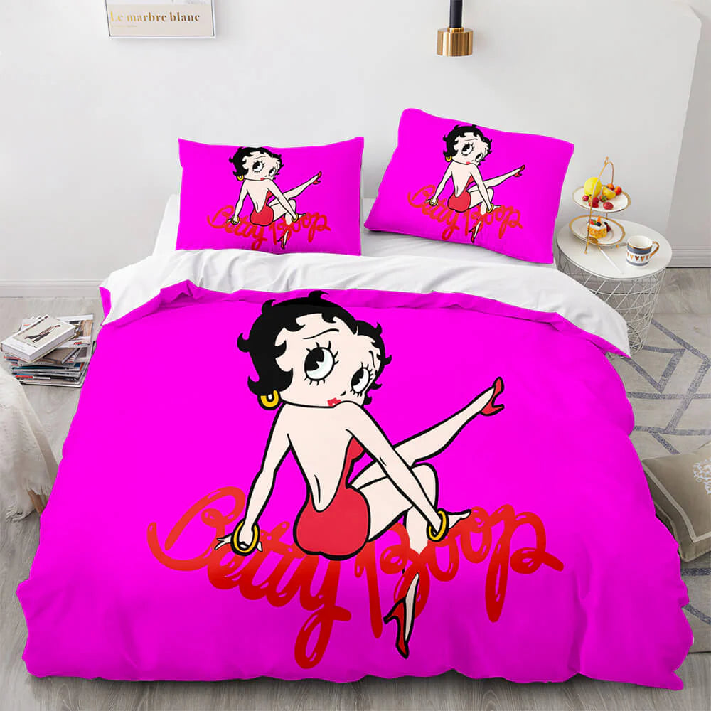Betty Boop Duvet Cover Quilt Case Pillowcase Bedding Set Without Filler