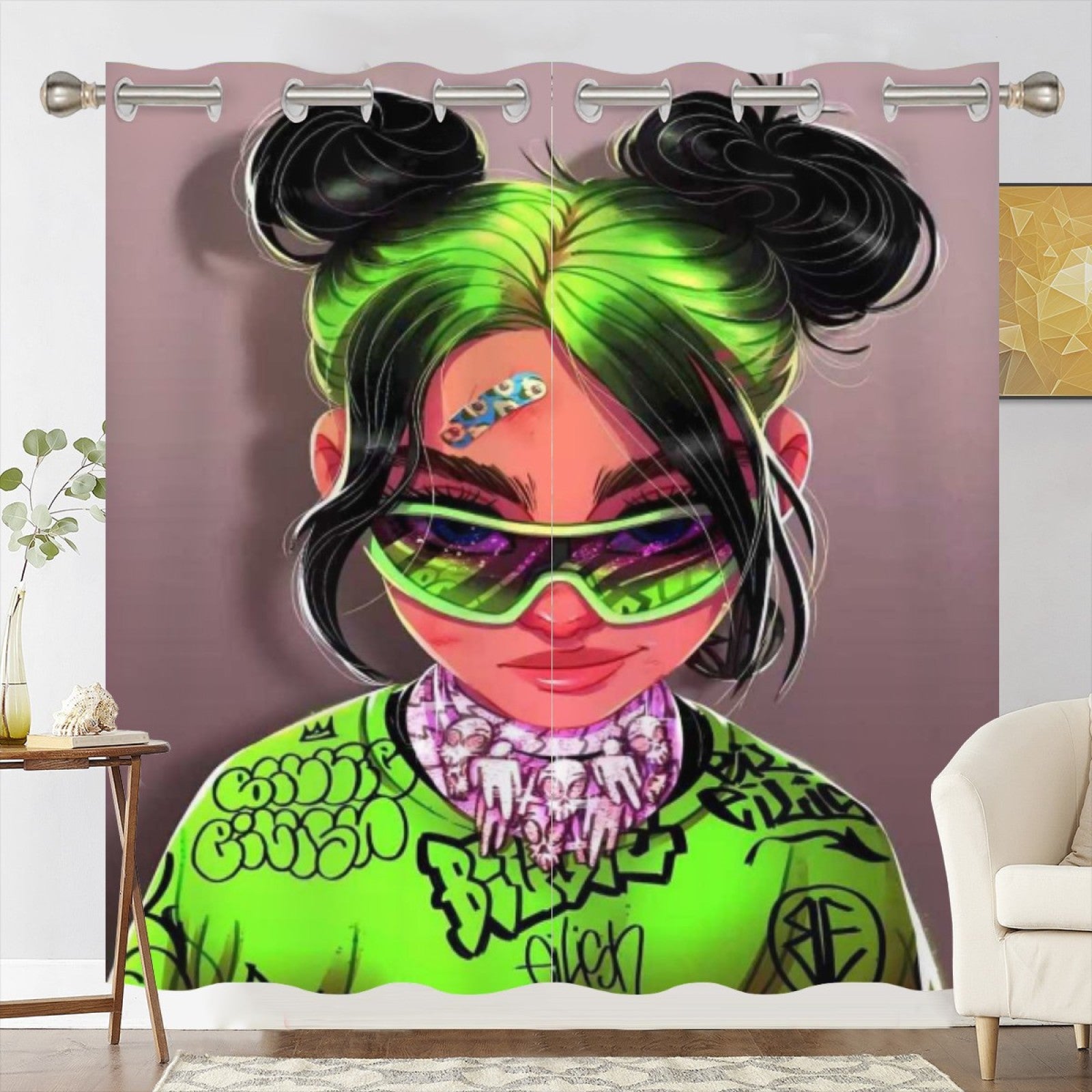 Billie Eilish Blackout Curtains Drapes For Window Treatment Set
