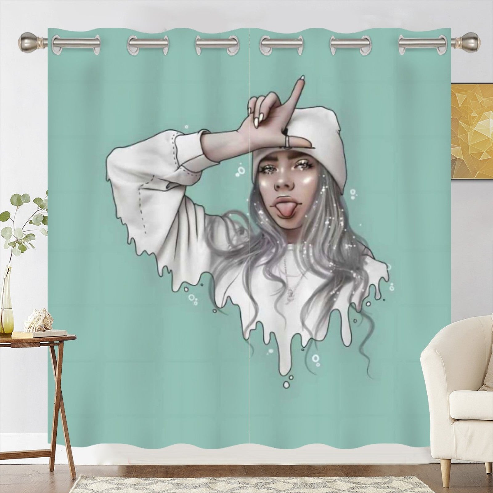 Billie Eilish Blackout Curtains Drapes For Window Treatment Set