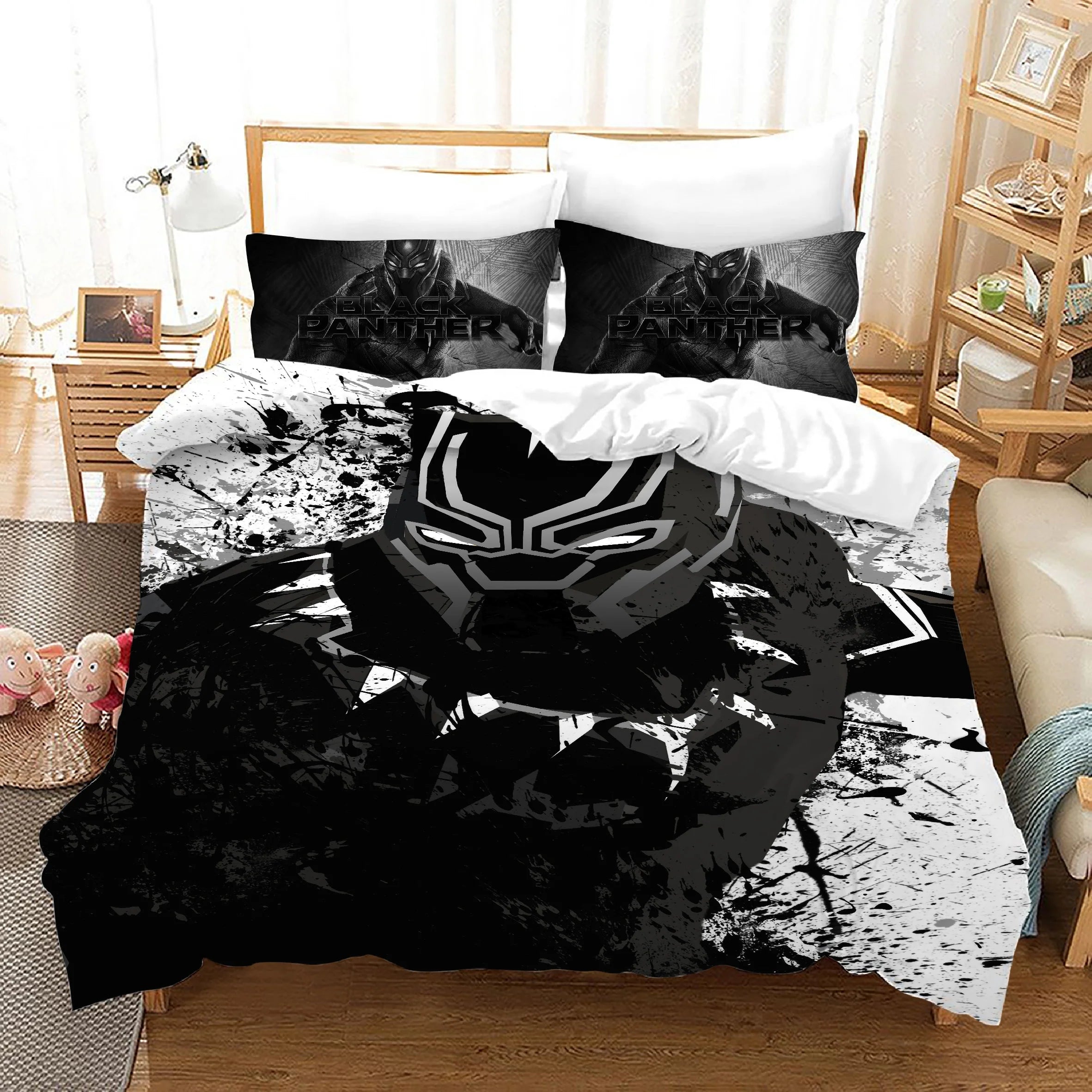 Black Panther Duvet Cover Quilt Case Pillowcase Bedding Set