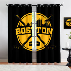 Boston Bruins Blackout Curtains Drapes For Window Treatment Set