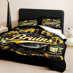 Boston Bruins Hockey League Comforter Pillowcase Sets Blanket All Season Reversible Quilted Duvet