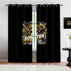 Boston Bruins Blackout Curtains Drapes For Window Treatment Set