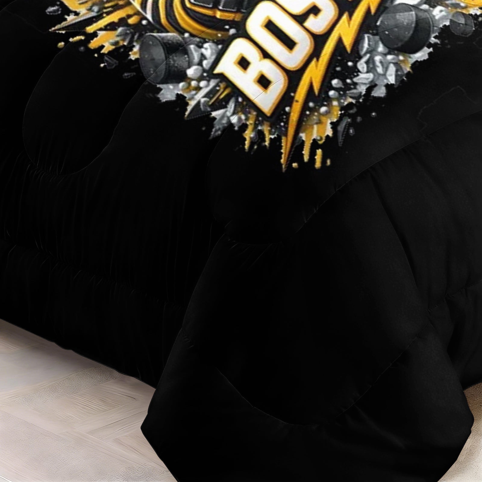 Boston Bruins Hockey League Comforter Pillowcase Sets Blanket All Season Reversible Quilted Duvet
