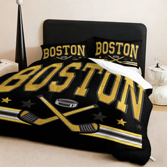 Boston Bruins Hockey League Comforter Pillowcase Sets Blanket All Season Reversible Quilted Duvet