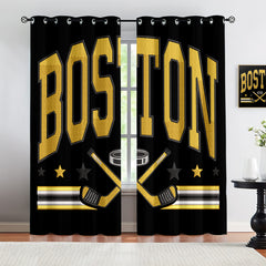 Boston Bruins Blackout Curtains Drapes For Window Treatment Set