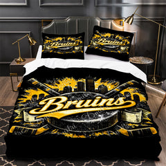 Boston Bruins Hockey Duvet Cover Quilt Case Pillowcase Bedding Set Without Filler