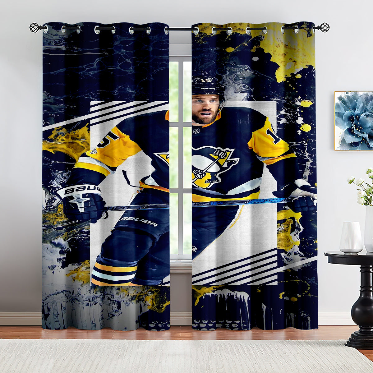 Boston Bruins Hockey League Blackout Curtains Drapes For Window Treatment Set