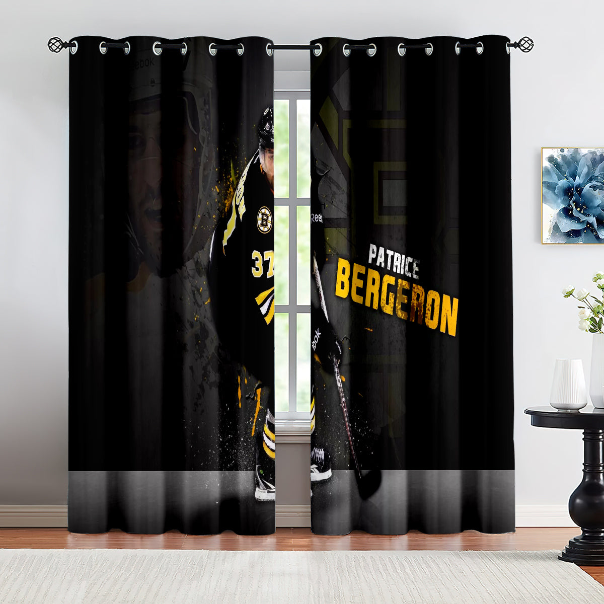 Boston Bruins Hockey League Blackout Curtains Drapes For Window Treatment Set